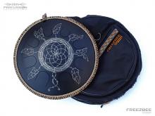 Guda steel tongue drum Dreamcatcher design. Photo with bag